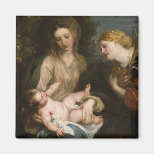 Oskuld & barn med Sanktt Catherine av Alexandria Magnet