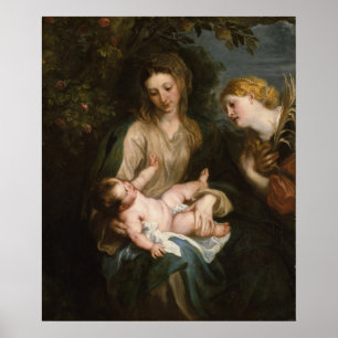 Oskuld & barn med Sanktt Catherine av Alexandria Poster