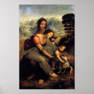 Oskuld & barn med St Anne & lamben Poster