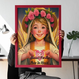 Oskuld fångade: Little Girl Tenderly Holding H Poster