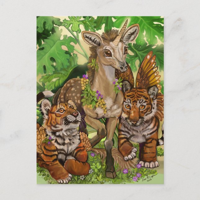 "Oskuld i den nya" enhörningen Vykort (Framsida)