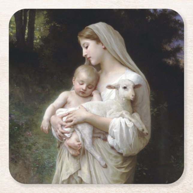 Oskuld (Madonna och Child), Bouguereau Underlägg Papper Kvadrat (Framsidan)
