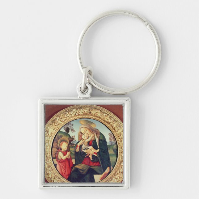 Oskuld och barn med John The Baptist Fyrkantig Silverfärgad Nyckelring (Framsidan)