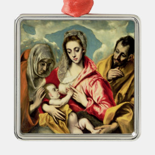 Oskuld och barn med SS. Anne och Joseph Julgransprydnad Metall