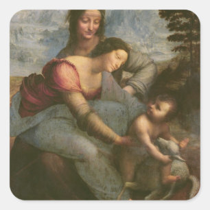Oskuld och barn med St Anne, c.1510 Fyrkantigt Klistermärke