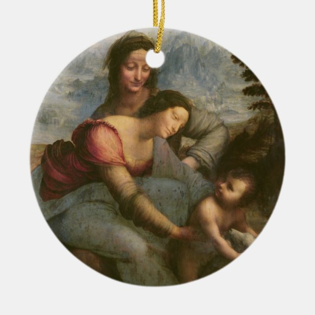 Oskuld och barn med St Anne, c.1510 Julgransprydnad Keramik (Framsidan)