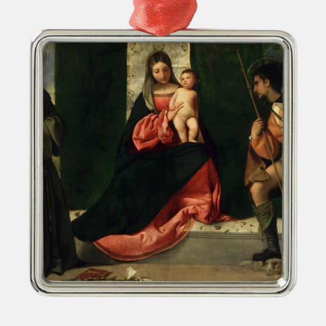 Oskuld och barn med St Anthony av Padua Julgransprydnad Metall (Framsidan)