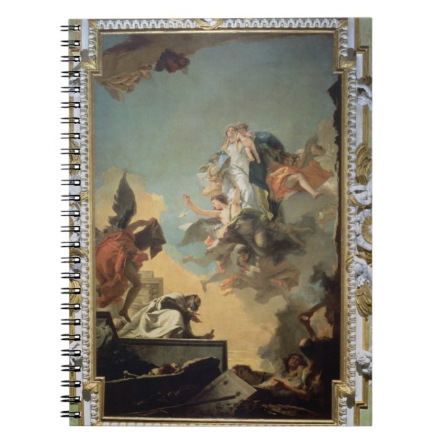 Oskulden av Carmel som ger scapulaen till Blen Anteckningsbok Med Spiral (Framsidan)