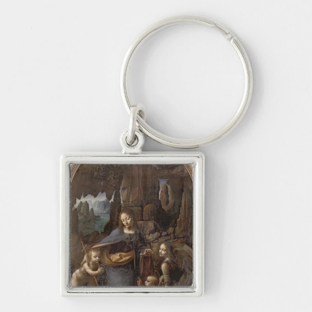 Oskulden av stenarna, c.1508 fyrkantig silverfärgad nyckelring (Framsidan)