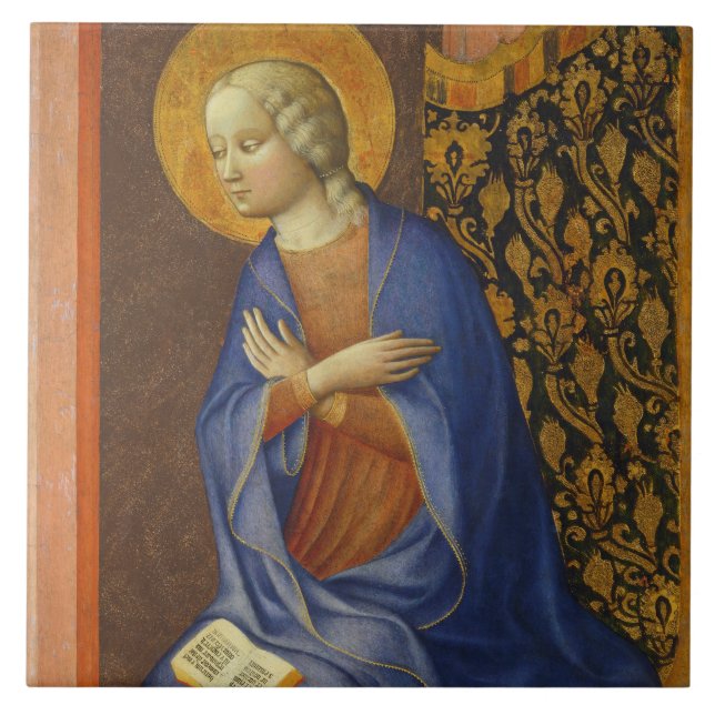 Oskulden bebådar, C. 1430 (tempera på panel) Kakelplatta (Framsidan)