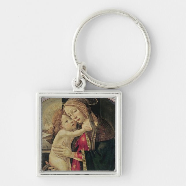 Oskulden och barnet, c.1500 fyrkantig silverfärgad nyckelring (Framsidan)
