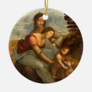 Oskulden och barnet med St Anne av Da Vinci Julgransprydnad Keramik
