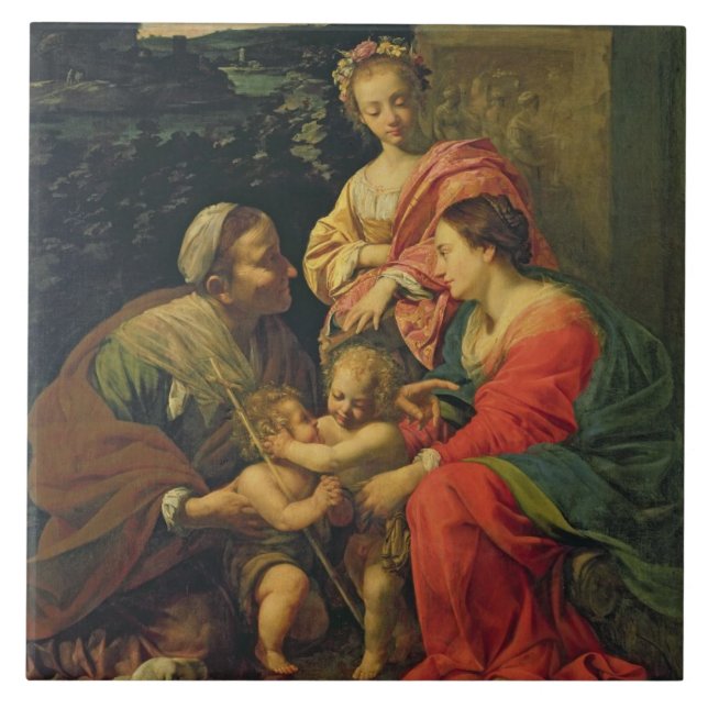 Oskulden och barnet med St. Elizabeth, Infanen Kakelplatta (Framsidan)