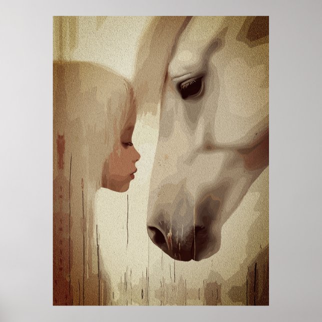 Oskyldig band – Barn och häst konst Poster (Framsidan)