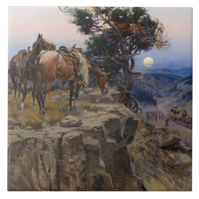 "Oskyldiga allierade" av Charles M Russell Kakelplatta (Framsidan)