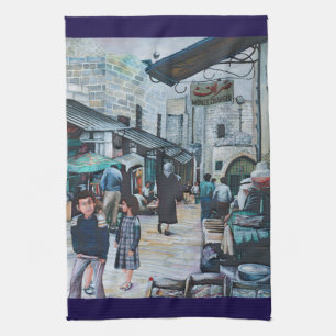 Oskyldiga Ögon i det gamla Jerusalem Kökshandduk