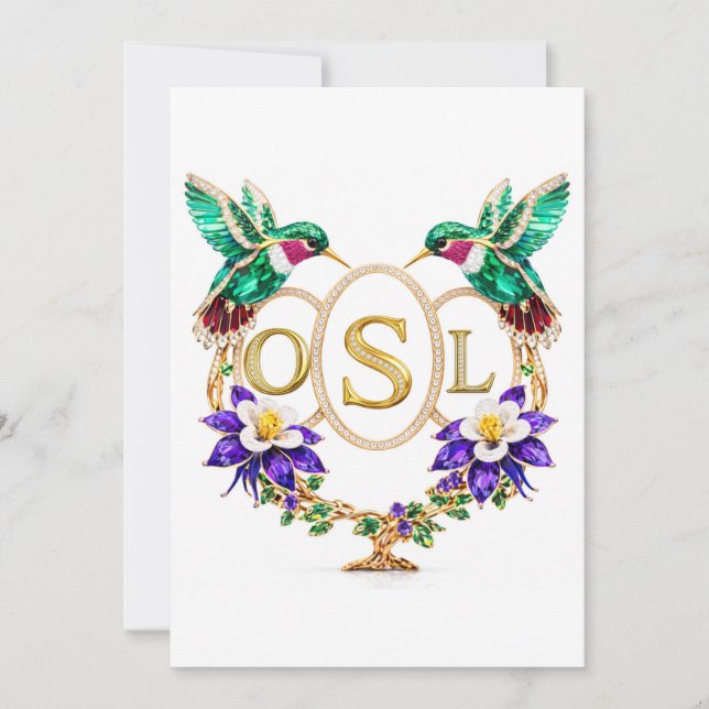 OSL Kolibri Bröllop Anpassade Bokstäver CO Inbjudningar (Framsida)