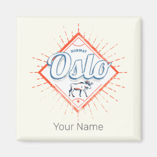 Oslo Capital Norge Retro Moose Vintage Souvenir Magnet