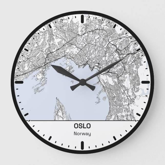 Oslo Clock City Line Art Stor Klocka (Framsida)