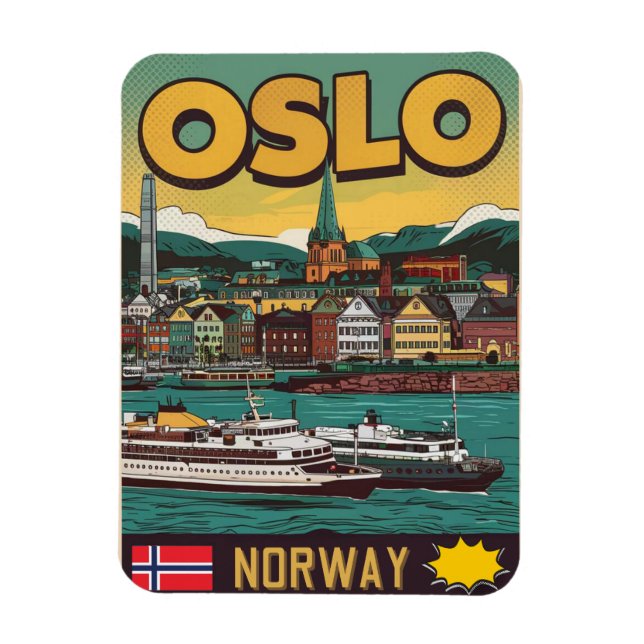 Oslo-färjor Norge tecknad souvenirer och gåvor Magnet (Vertikal)