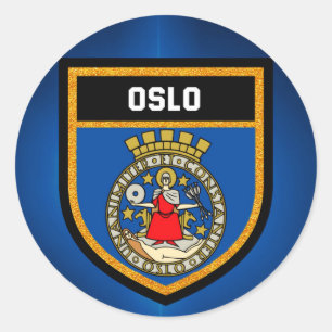Oslo Flagga Runt Klistermärke