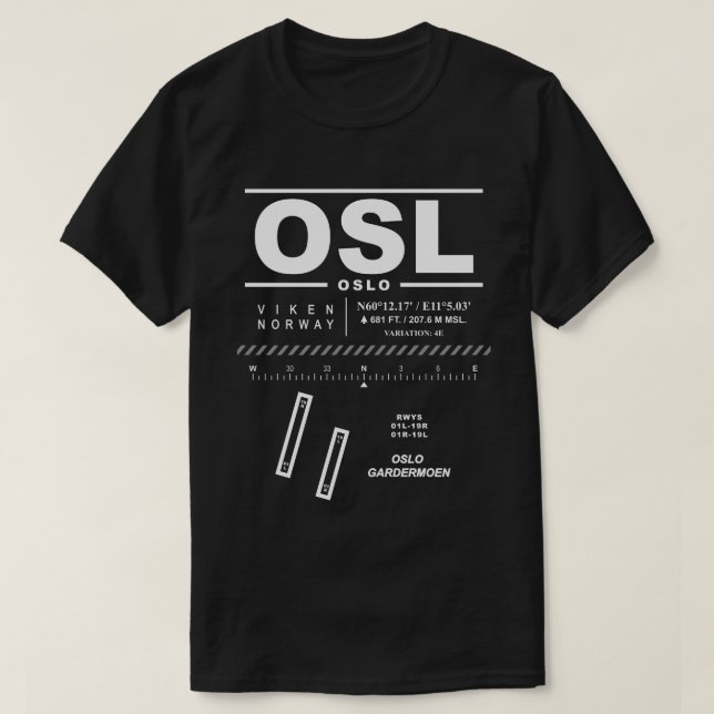 Oslo Gardermoen Airport OSL T-Shirt (Design framsida)