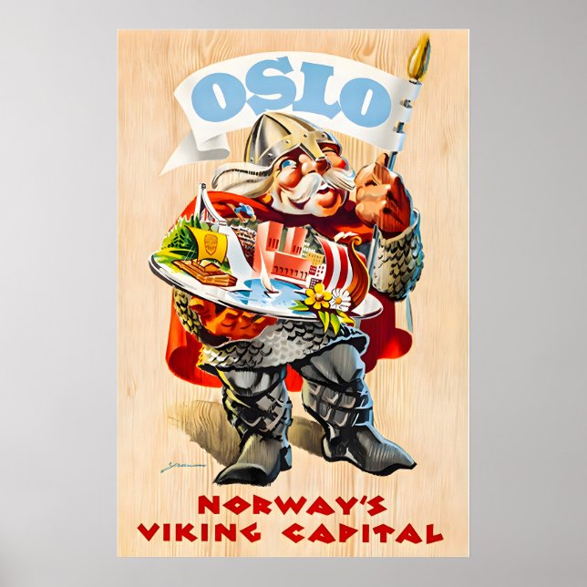 Oslo konst Viking tryck Norge Resa Poster Nordic (Framsidan)