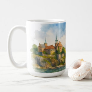 Oslo Norge Akvarell, Skandinavisk Stadsscen Konsta Kaffemugg