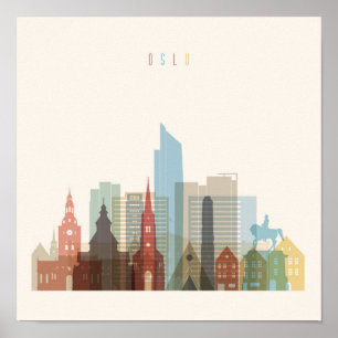 Oslo, Norge City Skyline Poster