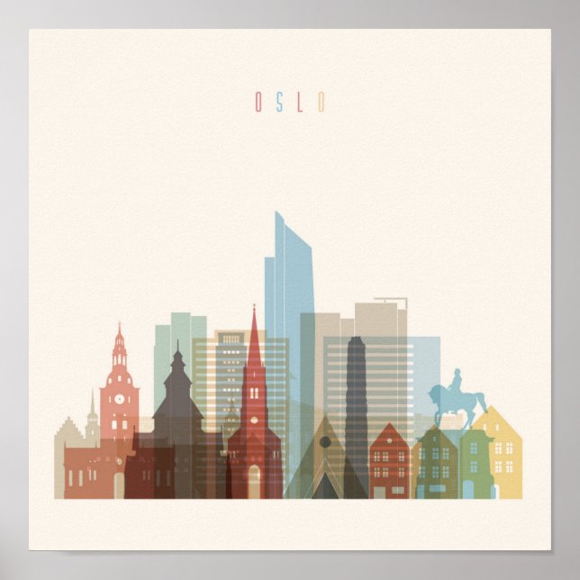 Oslo, Norge | City Skyline Poster (Framsidan)
