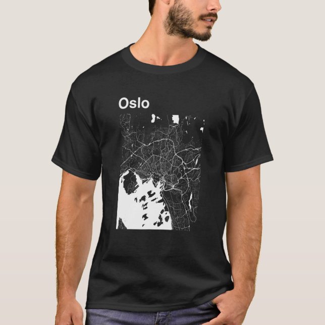 Oslo Norge Classic City Karta Graphic T Shirt (Framsida)