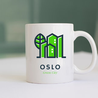 Oslo Norge Europa: Stad för hållbar Grönt Kaffemugg
