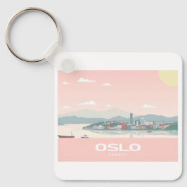 Oslo Norge Fjord Pastel Travel Nyckelring