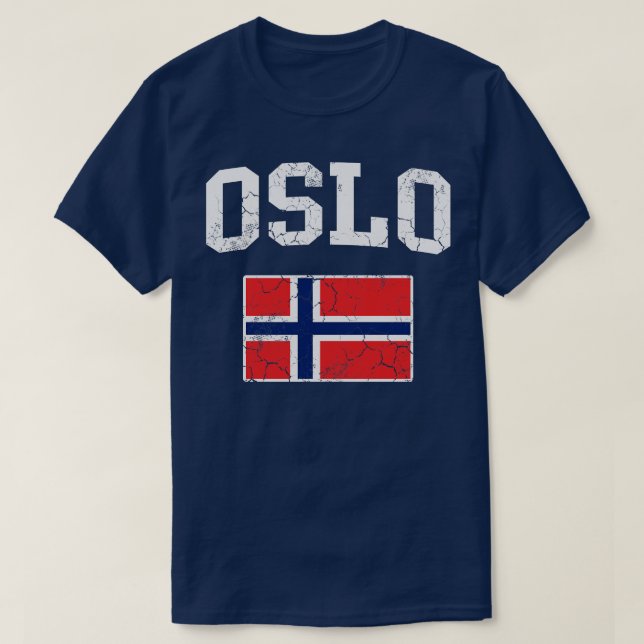 Oslo Norge Flagga norska Norge T Shirt (Design framsida)