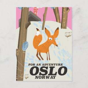 Oslo Norge fox vintage resor poster Vykort
