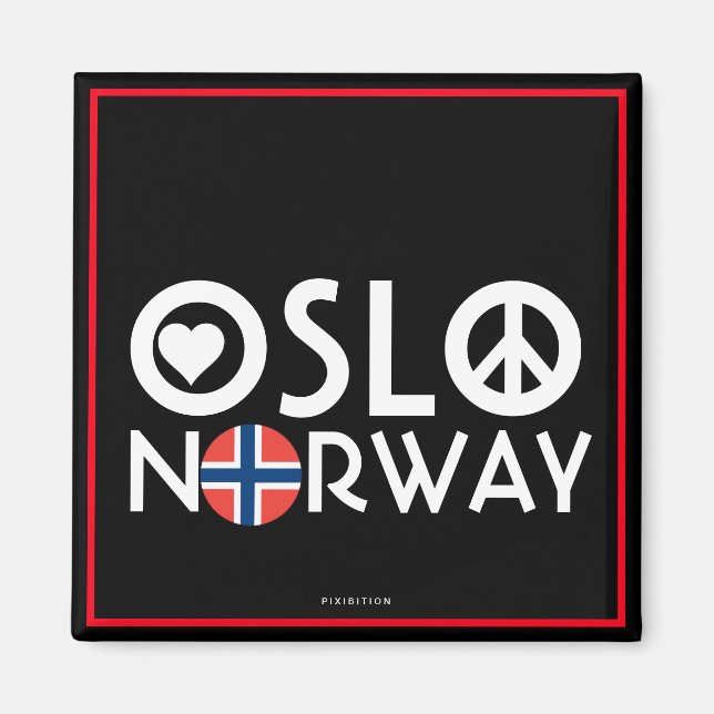 Oslo Norge Kärlek Peace Magnet 4 (Framsidan)