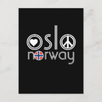 Oslo Norge Kärlek Peace Postcard 1