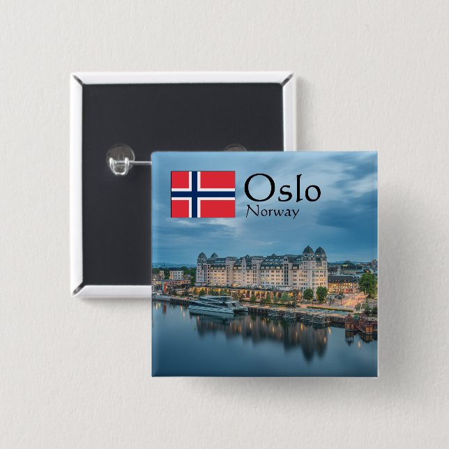 Oslo-Norge Knapp (Framsida & baksida)