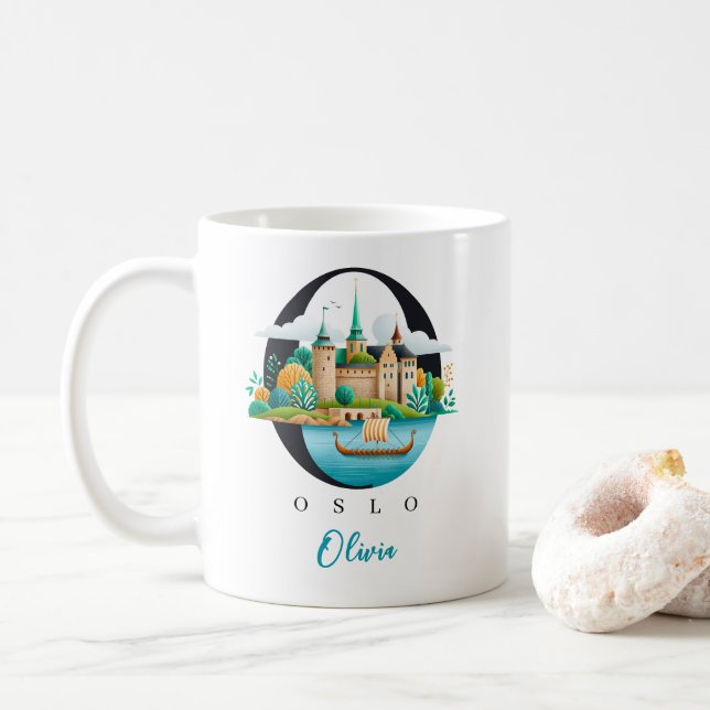 Oslo Norge Monogram Bokstav O Personligt Gåva Kaffemugg (Med munk)