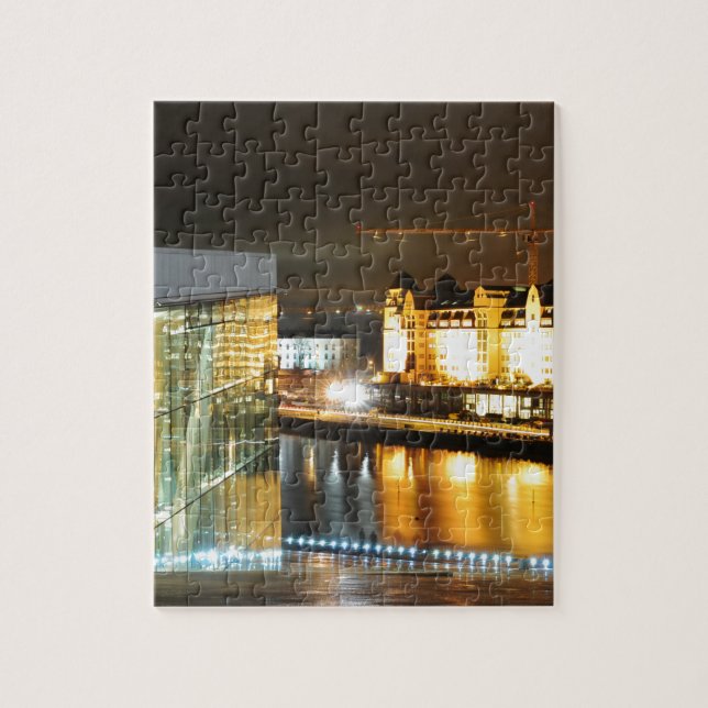 Oslo norge på natten pussel (Vertikal)