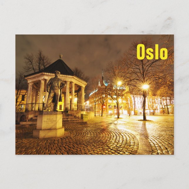 Oslo, Norge på natten Vykort (Framsida)
