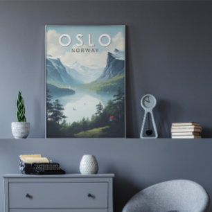 Oslo Norge Resa Konst Vintage Poster