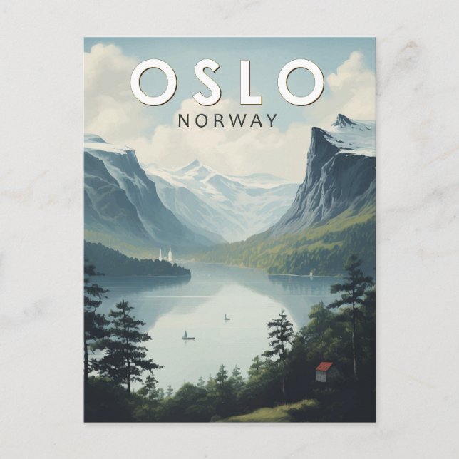 Oslo Norge Resa Konst Vintage Vykort (Framsida)