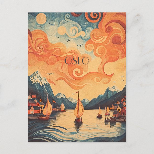 Oslo Norge Resa Vykort (Framsida)