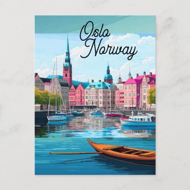 Oslo Norge Resa vykort konst, Oslo vykort, Nej (Framsida)