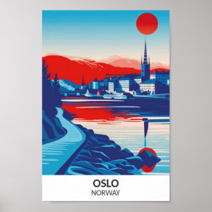 Oslo Norge Retro Konst Resa Poster
