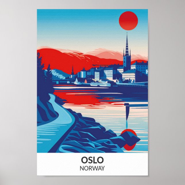 Oslo Norge Retro Konst Resa  Poster (Framsidan)