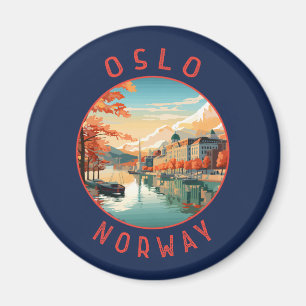 Oslo Norge Retro-uppringd cirkel Magnet