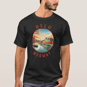 Oslo Norge Retro-uppringd cirkel T Shirt