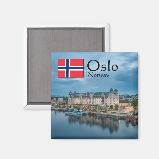 Oslo Norge Souvenir Magnet (Front/Back)
